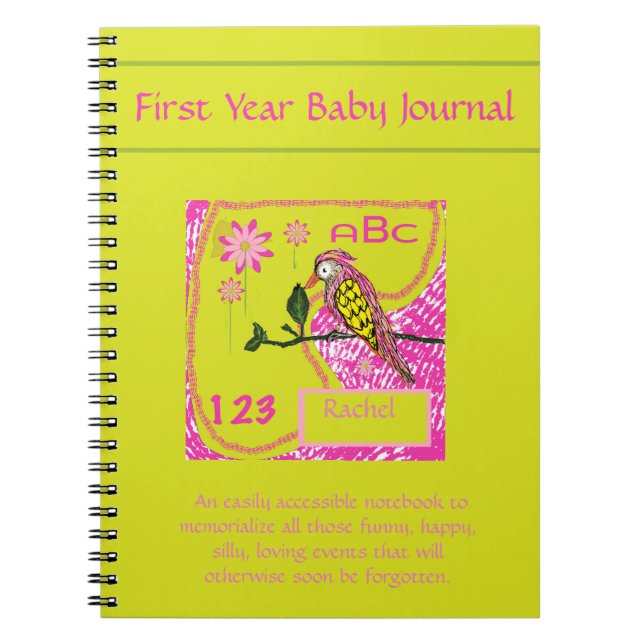 Snygg Rosa Baby Bird Baby Anteckningsbok (Framsidan)