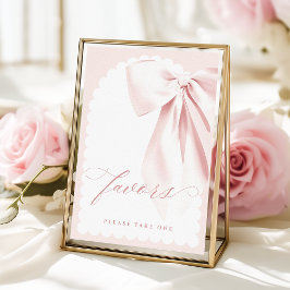 Snygg Rosa Båge Baby Shower Förmån Bordsskylt Poster
