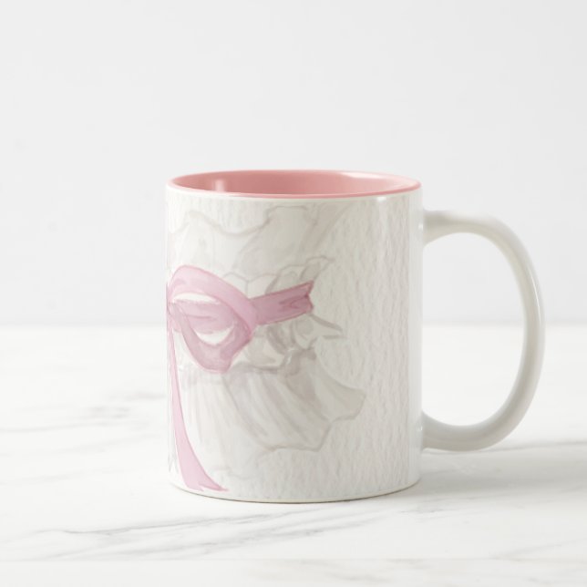 Snygg Rosa Band Coquette Kaffemugge Två-Tonad Mugg (Höger)