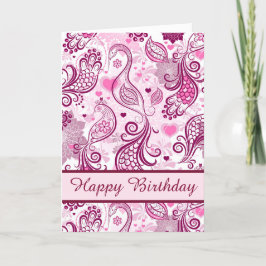 Snygg Rosa Bird Design Grattis på födelsedagen Kort