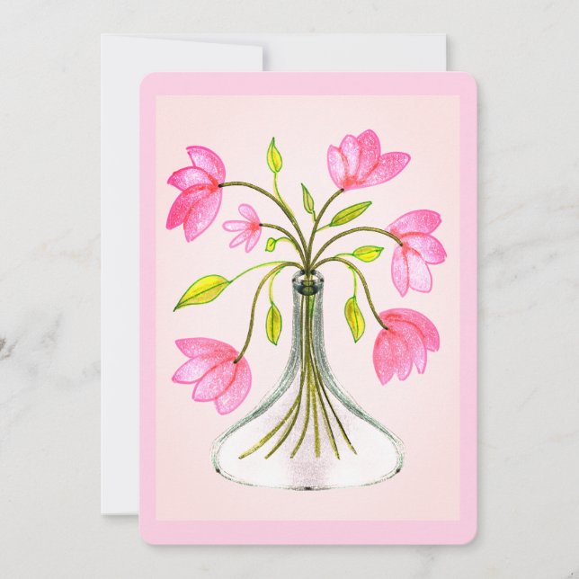 Snygg Rosa Blommigt Art Paweets Kort (Framsida)