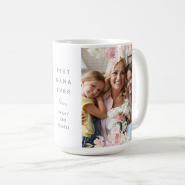 Snygg Rosa Blommigt Best Nana någonsin två foto Kaffemugg