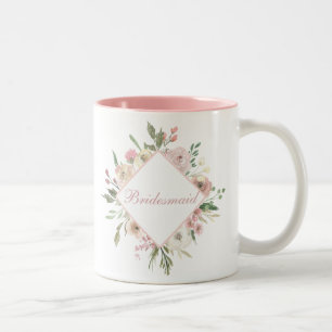 Snygg Rosa Blommigt Bridesmaid Två-Tonad Mugg