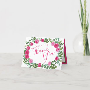 Snygg Rosa Bröllop Ro Blommigt Tack Kort
