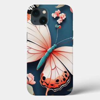 Snygg Rosa Butterfly Designad iPhone 13 Fodral