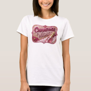 Snygg Rosa CHAMPAGNEÖNSKEMÅL Print T Shirt