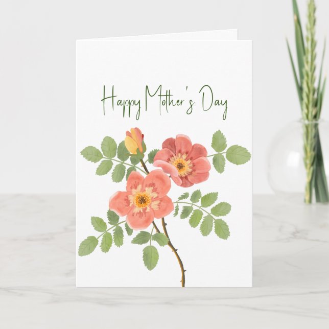 Snygg Rosa Coral Blommigt Mors dag Kort (Framsida)