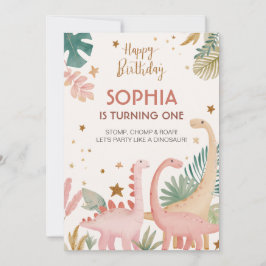 Snygg Rosa Dino Inbjudningar