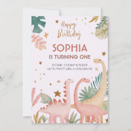 Snygg Rosa Dino Inbjudningar