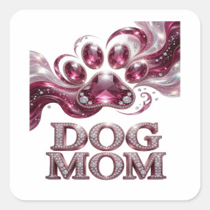 Snygg rosa DOG MOM-dekalgrafik Fyrkantigt Klistermärke
