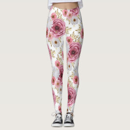 Snygg Rosa färg med blommigt Ro Leggings