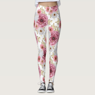 Snygg Rosa färg med blommigt Ro Leggings