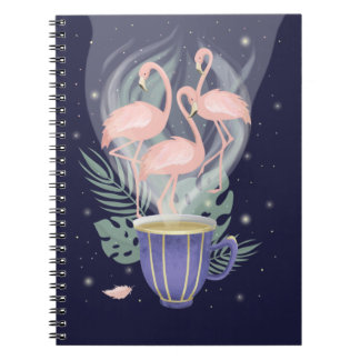 Snygg Rosa Flamingo Exotic Tea Time Anteckningsbok