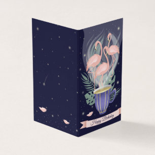 Snygg Rosa Flamingo Exotic Tea Time Kort
