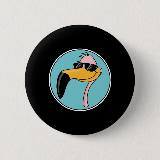 snygg rosa flamingo i solglasögon knapp (Framsida)