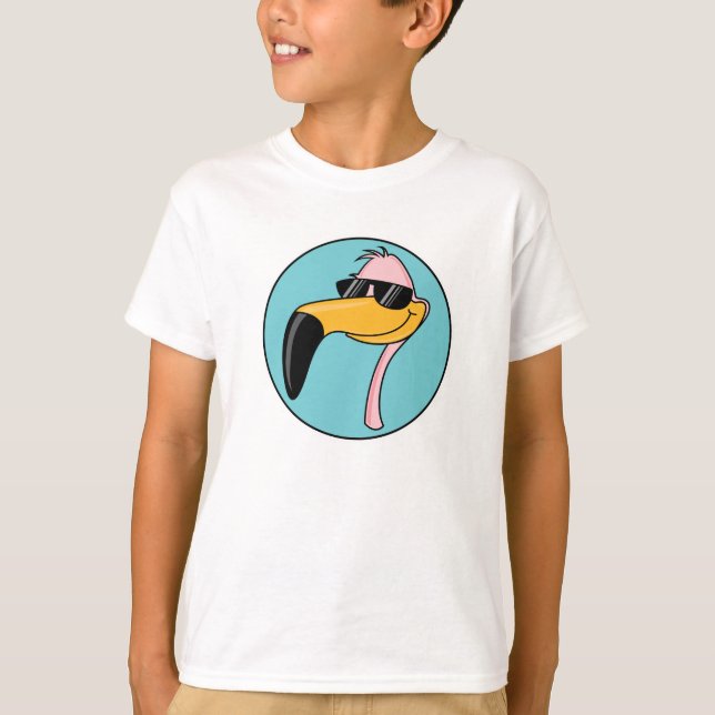 snygg rosa flamingo i solglasögon tee shirt (Framsida)