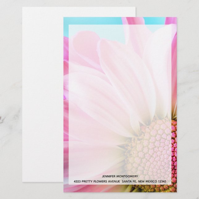 Snygg Rosa Flower Close Photo Brevpapper (Fram/baksida)