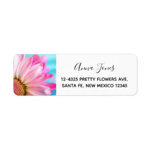 Snygg Rosa Flower Close Photo Returadress Etikett