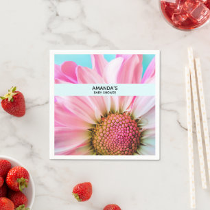 Snygg Rosa Flower Close Up Photo Baby Shower Pappersservett