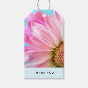 Snygg Rosa Flower Close Up Photo Tack Presentetikett