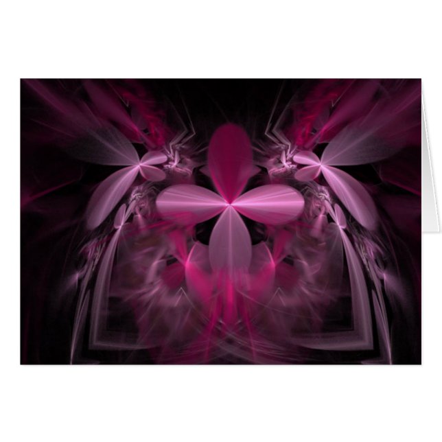 Snygg Rosa Flower Fractal Hälsningskort (Framsidan Horizontal)