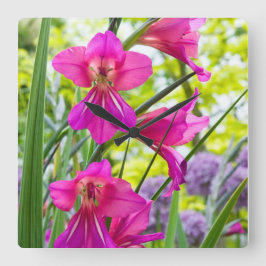 Snygg Rosa Flower Fyrkantig Klocka