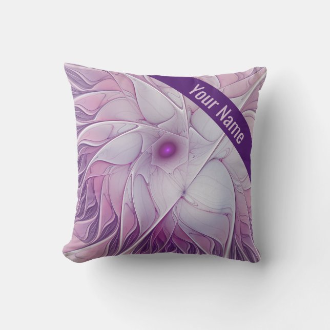 Snygg Rosa Flower Modern Abstrakt Art Namn Kudde (Framsida)