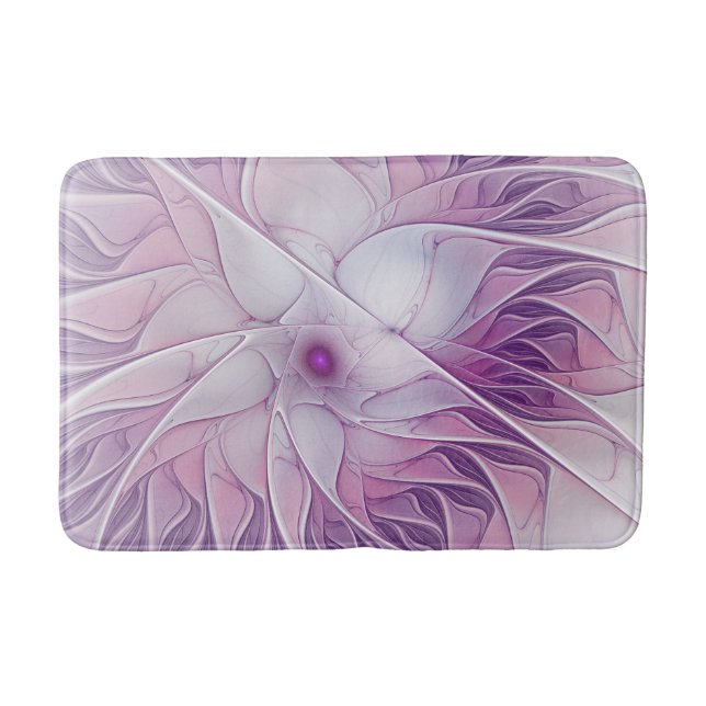 Snygg Rosa Flower Modern Abstrakt Fractal Art Badrumsmatta (Framsidan)