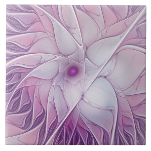 Snygg Rosa Flower Modern Abstrakt Fractal Art Kakelplatta