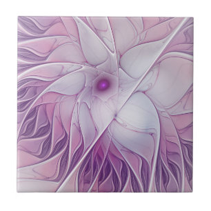 Snygg Rosa Flower Modern Abstrakt Fractal Art Kakelplatta