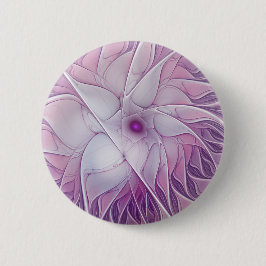 Snygg Rosa Flower Modern Abstrakt Fractal Art Knapp