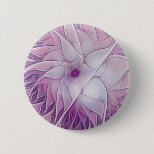 Snygg Rosa Flower Modern Abstrakt Fractal Art Knapp