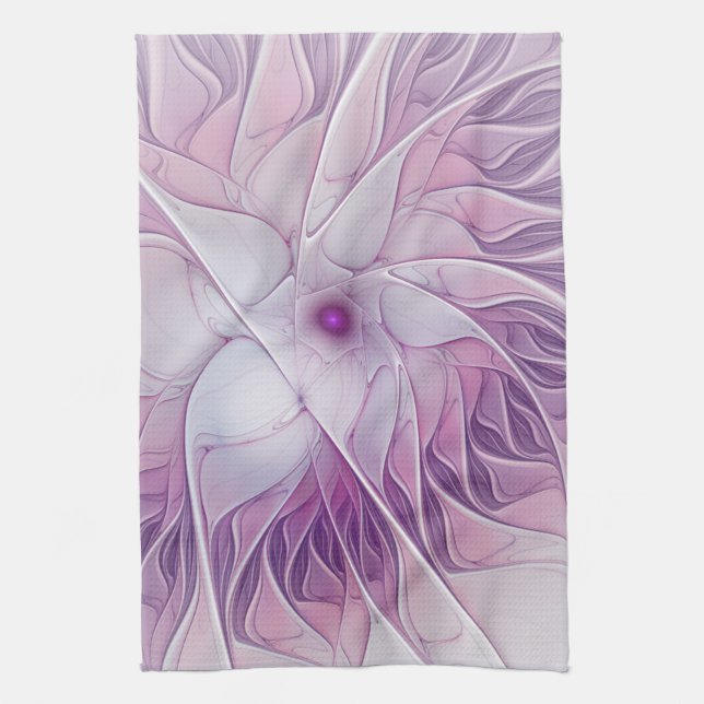 Snygg Rosa Flower Modern Abstrakt Fractal Art Kökshandduk (Vertikal)