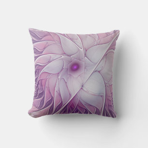 Snygg Rosa Flower Modern Abstrakt Fractal Art Kudde