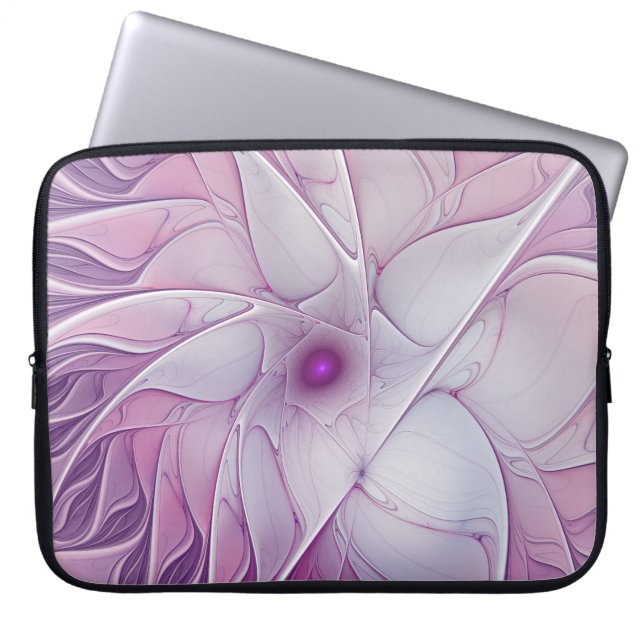 Snygg Rosa Flower Modern Abstrakt Fractal Art Laptop Fodral (Framsidan)