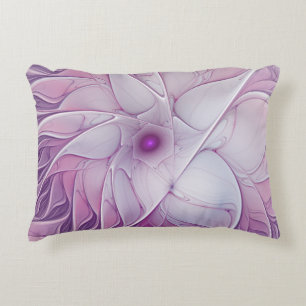 Snygg Rosa Flower Modern Abstrakt Fractal Art Prydnadskudde