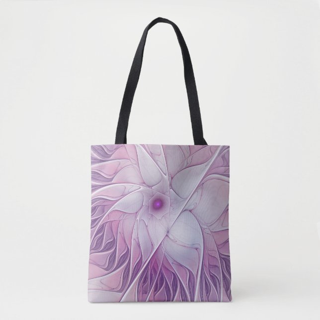 Snygg Rosa Flower Modern Abstrakt Fractal Art Tygkasse (Framsida)