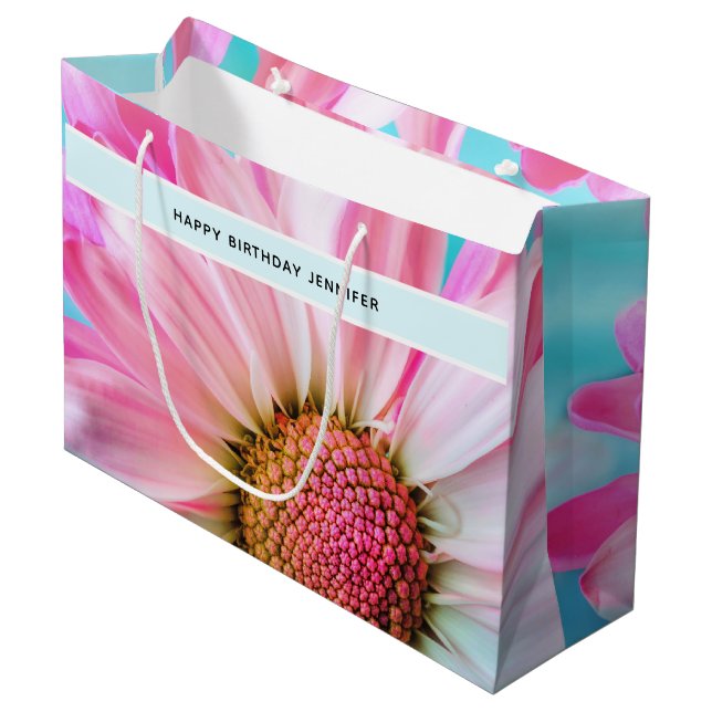 Snygg Rosa Flower stäng upp foto på födelsedagen (Framsidan Vinklad)