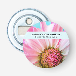 Snygg Rosa Flower stäng upp foto på födelsedagen Flasköppnare