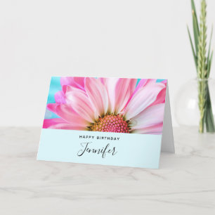 Snygg Rosa Flower stäng upp foto på födelsedagen Kort