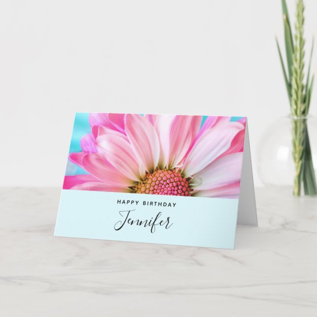 Snygg Rosa Flower stäng upp foto på födelsedagen Kort (Framsida)