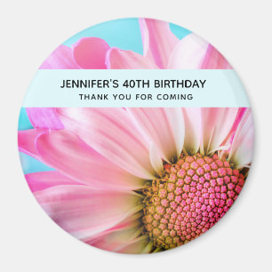 Snygg Rosa Flower stäng upp foto på födelsedagen Magnet