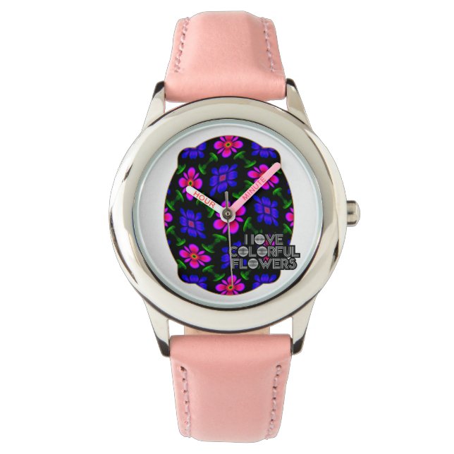Snygg Rosa Flowers Mönster Armbandsur (Framsida)