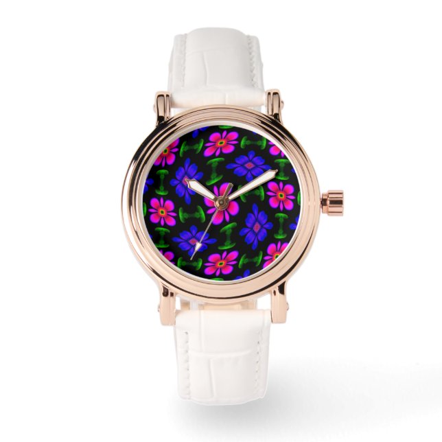 Snygg Rosa Flowers Mönster Armbandsur (Framsida)