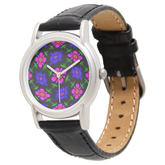 Snygg Rosa Flowers Mönster Armbandsur (Vinklad)
