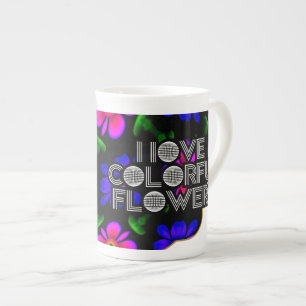 Snygg Rosa Flowers Mönster Benporslin Mugg