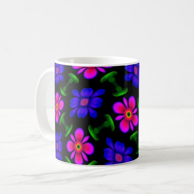 Snygg Rosa Flowers Mönster Kaffemugg (Framsida vänster)