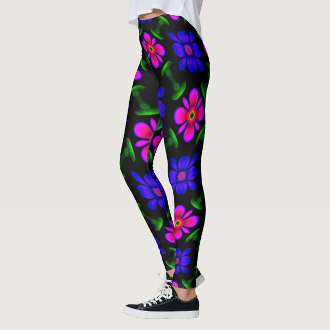 Snygg Rosa Flowers Mönster Leggings (Vänster)