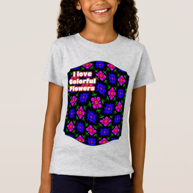 Snygg Rosa Flowers Mönster T Shirt (Framsida)
