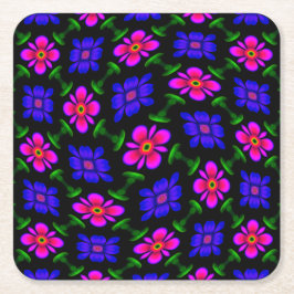 Snygg Rosa Flowers Mönster Underlägg Papper Kvadrat